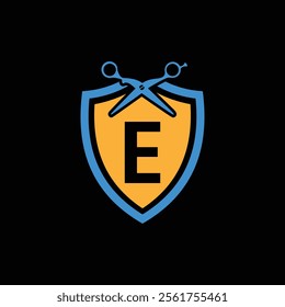 E letter Logo with Shield, E shield logo design template
