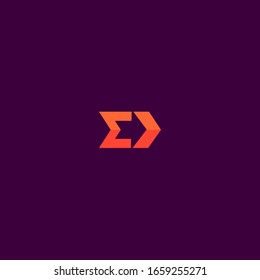 E letter logo sigma design arrow negative space