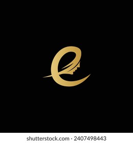 E letter logo with a silhouette of a woman's face for a beauty brand with commercial use license for any purpose