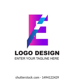 E letter logo simple design, logo template design