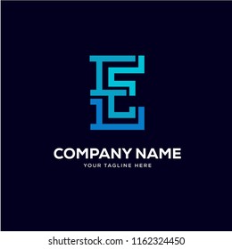 E letter logo tech design vector, minimalist line creative sign vector icon.
