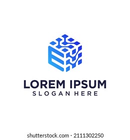 Diseños vectoriales de tecnología de logotipo de letra E