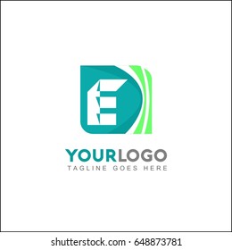 E letter logo template. Design vector wave square icon. You can use in the buildings, awards, apartments, hotel and other organization concept of pattern.