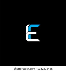 E letter logo vector design on black color background. e alphabet