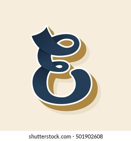 E letter logo in vintage style. Vector elements for sportswear, barber, restaurant, card, label or poster.