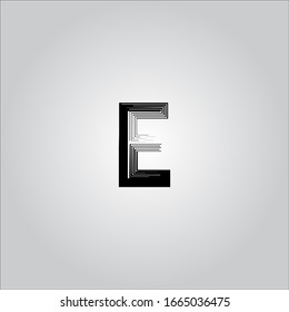 E letter logo with white gradient background.The black letter icon.Nice letter design.