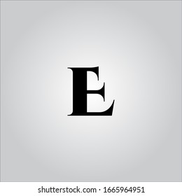 E letter logo with white gradient background.Nice letter icon.Black letter logo design.
