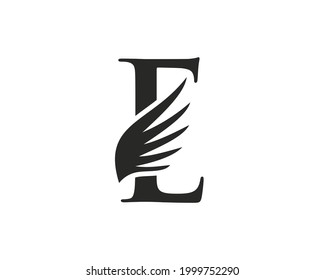 E letter logo with wing. Wing logo with E letter concept