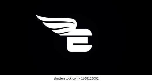 E letter logo with wings design vector for your company or brand