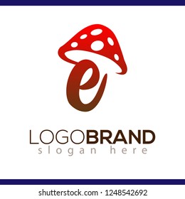e Letter lowercase mushroom logo icon vector