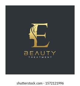 E Letter Luxury Beauty Face Logo Design Vector