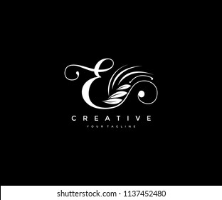 E Letter Luxury Flourishes Ornament Logo