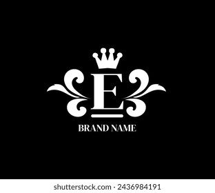 e letter luxury logo baroque floral editable and printable for your bussiness. butterfly logo letter.