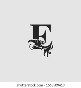 E Carta Icono de logotipo de lujo, concepto de diseño vectorial monograma naturaleza abstracta letra floral con hojas