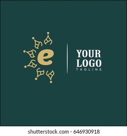 e Letter Luxury Logo. Simple and elegant floral design logo, Elegant linear luxury vector for brand identity