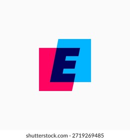 Ilustración de icono de Vector de logotipo cuadrado de marca de letra e 