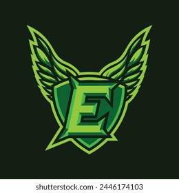 E Letter Mascot Logo. E Letter Gaming Mascot Logo