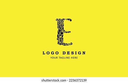 E letter minimal professional creative simple minimalist logo design with yellow template