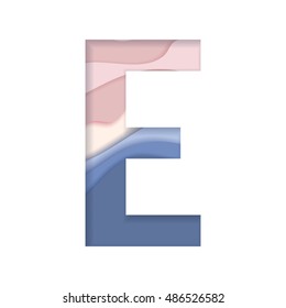 E letter minimalist alphabets with serenity and rose quartz color