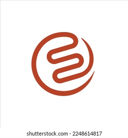 E letter minimalist logo design in circular shape