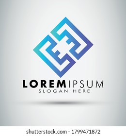 E letter modern gradient logo design template