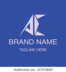 A and E Letter Modern Vactor Logo Design with Shape and Silver color Fonts Blue Background. Use for Small Business Logo,Brand Logo,Company Logo,Website Logo,Vactor Logo.