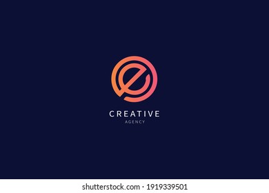 E Letter Monogram Logo Minimalist Design