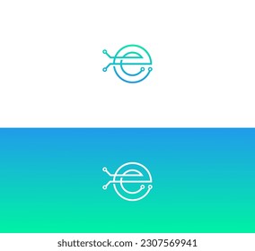 E Letter Monogram Logo Minimalist Design. Technology E letter logo.