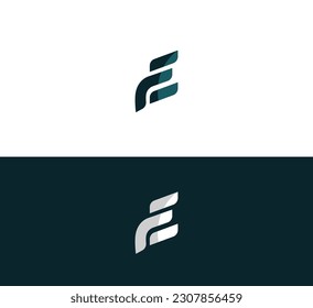 E Letter Monogram Logo Minimalist Design. 3D colorful E letter logo.