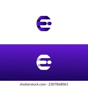Diseño minimalista del logotipo de la letra E. Logo de la letra E en 3D colorida.