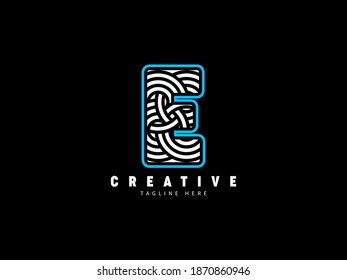 Logo del monograma de la letra E. Único y elegante. Resumen de las líneas en negrita.