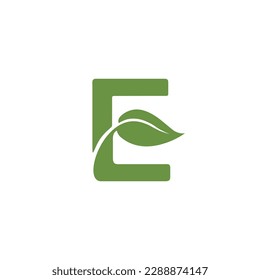 E letter nature leaf combination vector logo design