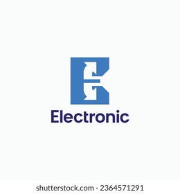 E letter with negative space arrow modern geometric logo design concept. Vector illustration