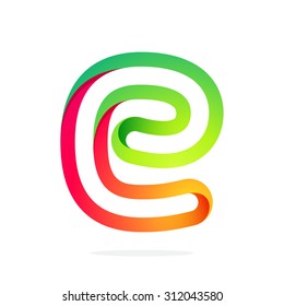 E letter one line colorful logo. Abstract trendy multicolored vector design template elements for your application or corporate identity.
