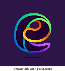 E letter one line rainbow colors logo. Font style, vector design template elements for your application or corporate identity.