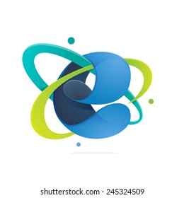 E letter orbit logo, volume icon