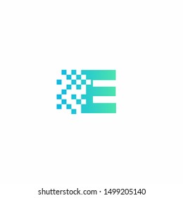 E Letter pixel logo design modern template