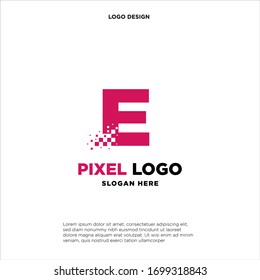 E Letter pixel logo design modern template