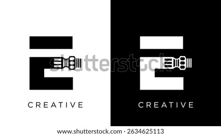 E Letter plumbing logo design vector template, plumber logo design