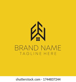 e e letter real estate home logo design. e e iconic home logo.