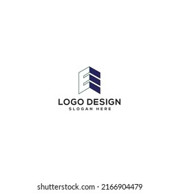 E Letter with real-estate logo design vector illustration  