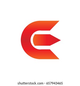 E letter red color logo template