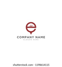 e letter with restaurant and pin Logo Template Design Vector, Emblem, Design Concept, Creative Symbol, Icon