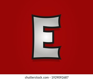 E letter Rock and Roll font. Classic, retro vintage 1970s design. Vector font for rock music poster, vintage label and more