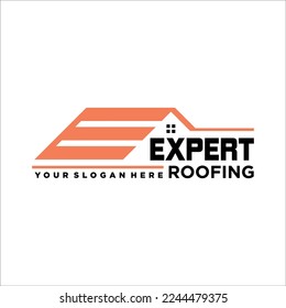 E Letter with Roofing Real Estate vector logo design template. House abstract concept icon.