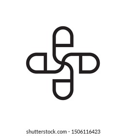 e letter rotation logo design vector
