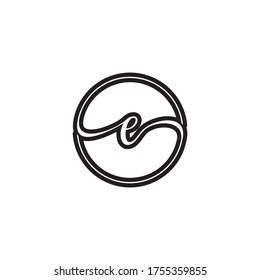 E letter script circle logo design vector