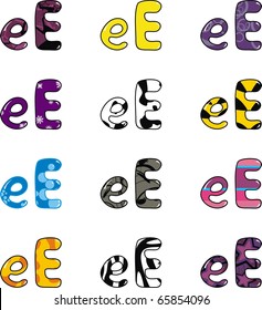 "E" letter set in vector format very easy to edit