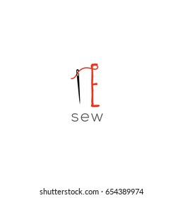 E letter sew logo vector