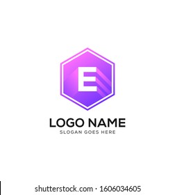 E Letter shadow icon logo design vector image.